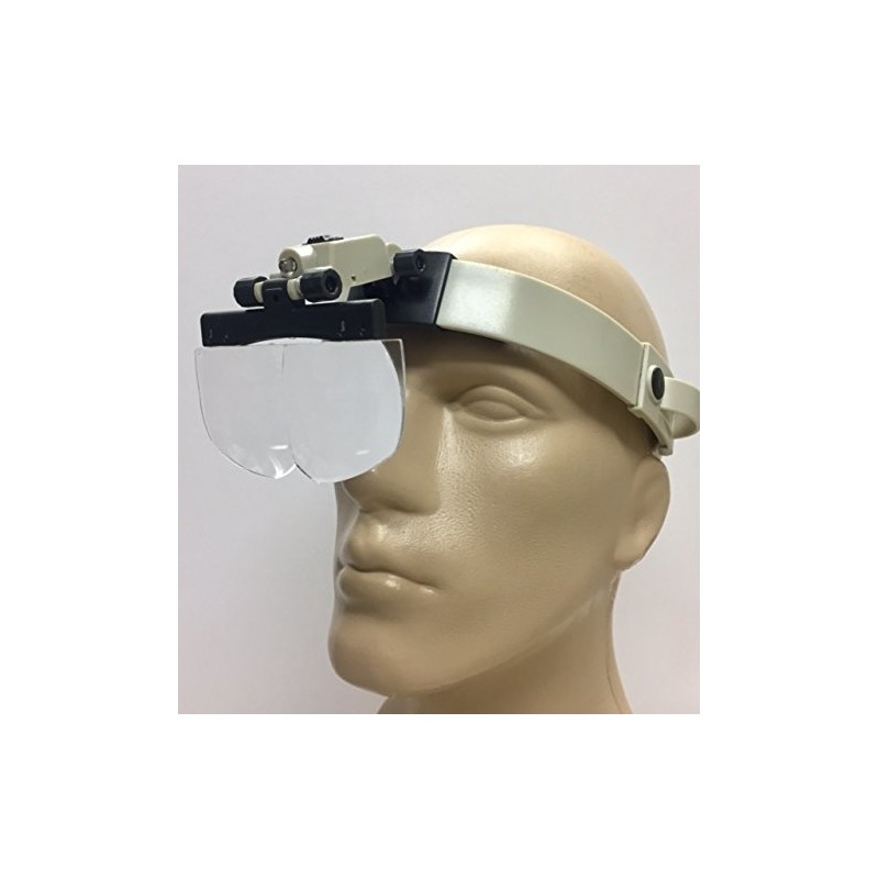 Headband Magnifier Headset with LED, and 4 Oversized Lenses for