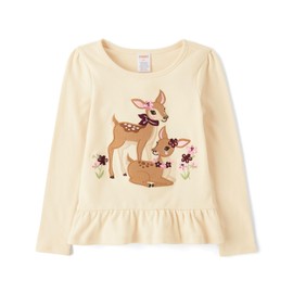 Gymboree,and Toddler Embroidered Graphic Long Sleeve T-Shirts,Fawns,3T