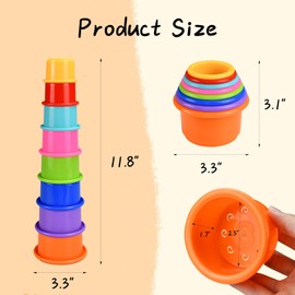 CooShou Colorful Multi-Sized Stackable Cup Toys for Bunny Rabbit Rainbow Nesting Toys for Small Animals Foraging Playing
