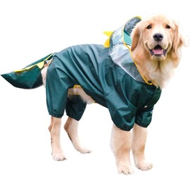 BT Bear Large Dog Raincoat, Full Tail Protect Cover Cosplay Waterproof Raincoat Costume Hood Jumpsuit Jacket for Medium Large Dogs,Dinosaur 8XL