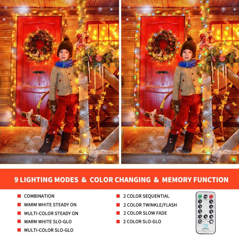 MZD8391 Color Changing Christmas String Lights Outdoor Indoor, 108FT 300