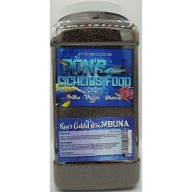 RON'S CICHLIDS Mbuna Blend Fish Food, Premium Tropical Fish Food Pellets with Protein, Veggies & Fruits for Healthier, Brighter & Bigger Tropical Fish & Cleaner Tanks, 5.5 LB