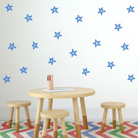 ZzMY 49 Pcs Star Wall Decals Removable Wall Stickers Modern Nursery Wall Art Vinyl Wall Decor for Kids Room Y92 (Blue)