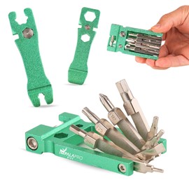 IMPALAPRO Multitool Bicycle 20-in-1 Compact and Ultralight (117.5 g) Chrome Vanadium (CRV) - Bicycle Tool Set for On the Go - Bicycle Tools for On the Go - Bicycle Multitools (Green)