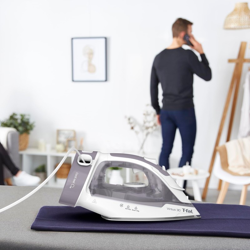 T-Fal Virtuo Steam Iron for Clothes with Retractable Cord, Portable