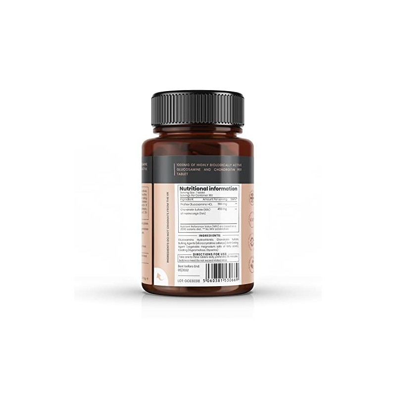 Pureclinica Glucosamine HCL and Chondroitin 1000mg X 180 Tablets -