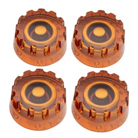 Musiclily Pro Metric Coarse-knurled 18 Splines Speed Knobs for Epiphone Les Paul SG Electric Guitar, Amber (Set of 4)