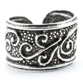 WINDALF Mediaval Bohemian Ear Cuff Lea Diameter 13 mm Ornamentation with Energy Spirals Vintage Jewellery 925 Sterling Silver, Sterling Silver, No Gemstone