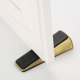 1 PCS Door Stopper Wedge, Zinc Alloy Door Stopper Heavy Duty Non-Slip Wedge for Home, Office, Rooms, Shop, Indoor Door (Brushed Gold)