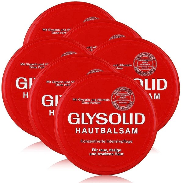 Glysolid Glycerin Skin Cream - Thick, Smooth, and Silky - Trusted Formula for Hands, Feet and Body 3.38 fl oz (100ml Jar) - 6pack