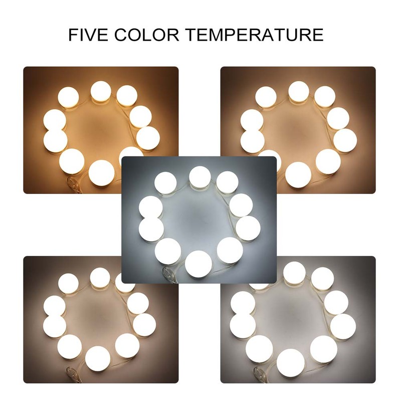 10Pcs USB LED 5 Color Temperature Light Bulb for Makeup