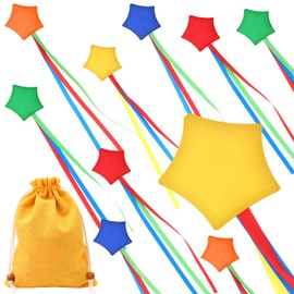 CCCYMM 10 Pcs Star Bean Bags Toss for Kids Throwing Colorful Cornhole Small Bean Bag with Ribbons 1 Carry Bag for Indoor Outdoor Tossing Game Carnival Toy Party Supplies