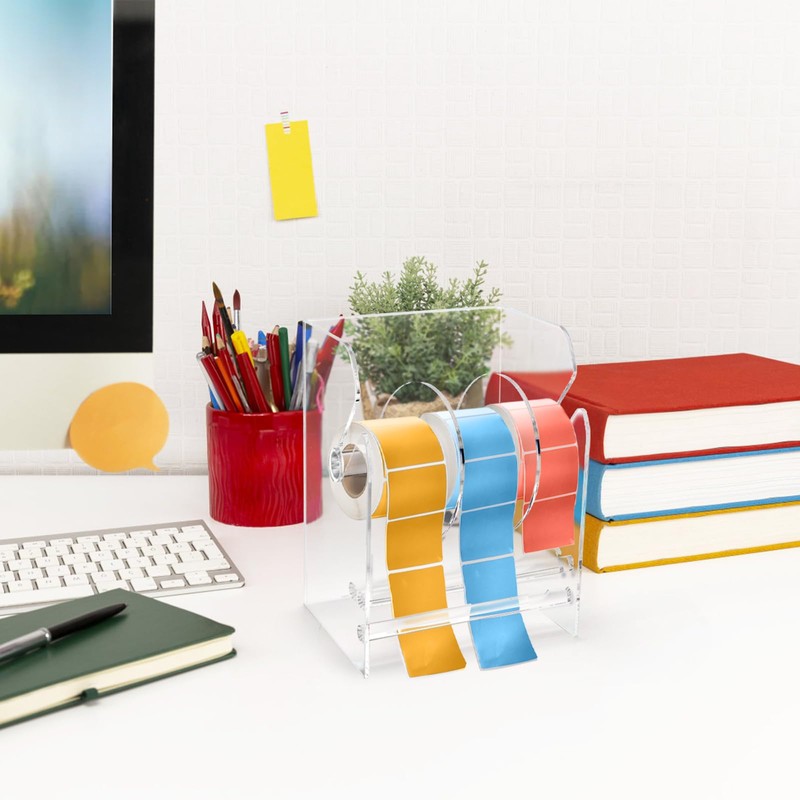 Lawei Adjustable Label Dispenser, 3 Disks Acrylic Label Dispenser Sticker