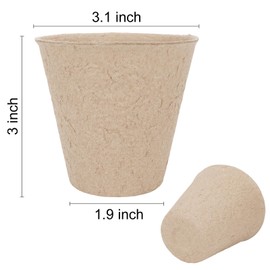 TAOLABV 30 Packs Peat Pots, 3.1 Inch Seed Starting Pots Without Drainage Holes, Biodegradable Round Nursery Pot, Starting Seeds of Vegetables, Herbs, and Flowers