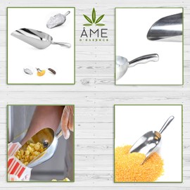 AME D'ESSENCE 24-ounce Durable Aluminum Scoop - Rust-Resistant, Lightweight and Easy to Clean Kitchen Utensil (Gripped Handle)