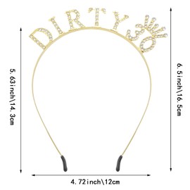 Gold 30 Birthday Headband, Her Dirty 30 Birthday Headband, Gold Birthday Crown and Tiara, Birthday Party Decorations