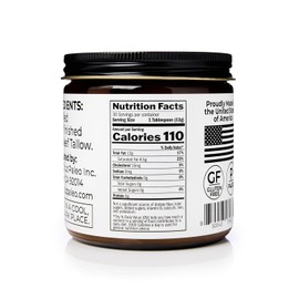 Grass-Fed Beef Tallow for Skin Care & Cooking, Keto & Paleo Friendly, Sugar & Gluten Free, Rich in Vitamins A, D, E, K & Fatty Acids, 14 Oz