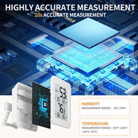 TimDonki 2 Pieces Digital Hygrometer with Max and Min Records 10s Fast Refresh Accurate Hygrometer Room Thermometer Indoor for Home, Bedroom, Baby Room, Office, Greenhouse, Cellar (White)