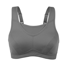 WingsLove Women's Sports Bra High Impact Bounce Adjustable Control Workout Bra Non Padded Wirefree Running Bra(Grey,46C)