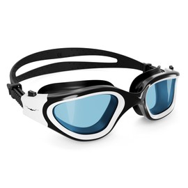 AqtivAqua Swim Goggles Swimming Goggles for Adult Men Women Kids 6-14 Youth Girls Boys Childrens DX-S (Black&White frame, Black case, Shade lens)