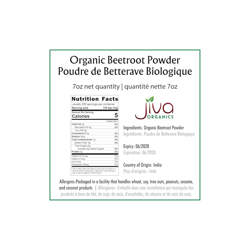 Jiva Organics Polvo De Remolacha (Bolsa De 7 Oz) -