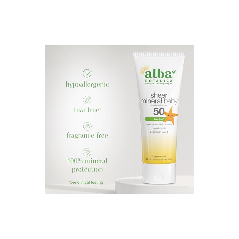 Alba Botanica Fragrance Free Broad Spectrum SPF 50+ Baby Clear