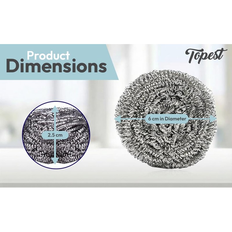 Topest Stainless Steel Scourer | 6 Pack | Muti-Purpose Dish