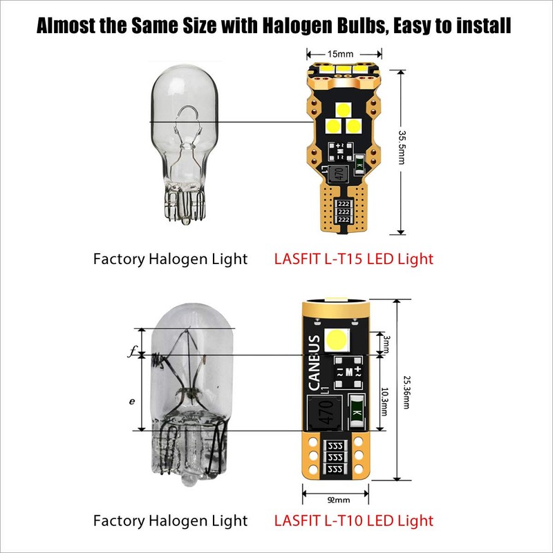 LASFIT 194 168 2825/921 912 W5W LED Bulbs Canbus White