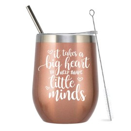 CARAKNOTS Teacher Gifts Teacher Tumbler Teacher Appreciation Gifts for Women Wine Tumbler Teacher Graduation Gifts Birthday Christmas Thank You Present for Teachers Coffee Tumbler with Straw Rose Gold