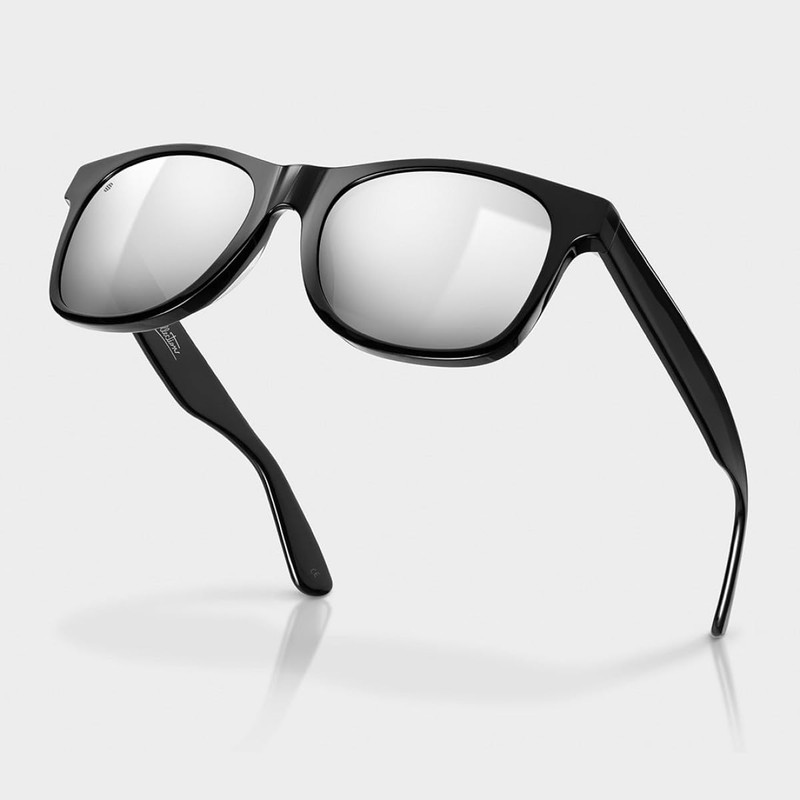 SIROKO - Recycled Oxford Sunglasses - Black/Silver Grey, Black/Silver Grey,