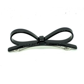 Wardani, lace bow barrette french tortoiseshell, handmade in France (Black)