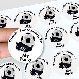 Football Thank You Birthday Party Stickers for Party Bags & Sweet Cones (24 Stickers)