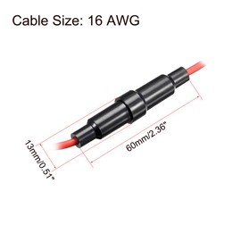 sourcing map 10 Pcs 6x30mm Inline Screw Type Fuse Holder 16 Gauge AWG Red Wire with 20 Pcs 10A Fast Blow Glass Fuses