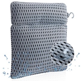 Bath Pillows Bathtub Spa Pillow: with Neck Shoulder Back Support Bath Pillow 4D Air Mesh Bath Accessories 6 Strong Suction Cups- Fits All Bathtub Hot Tub Jacuzzi Home Spa Luxury Bathtub Cushion (Grey)