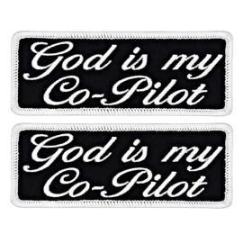 Quality Patch shop God is My Co-Pilot Embroidered Patch | 2PC iron On or Sew on  4"X1.5"