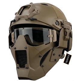 Tactical Fast Helmet Air Gun Steel Mesh Protective Mask and Goggles, for Hunting Paintball CS Game BB Gun Shooting