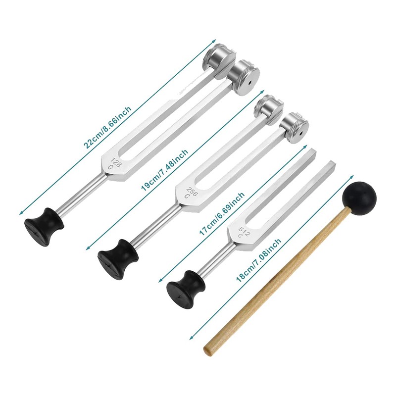 Ahvqevn 4 Pack Tuning Fork Set (128Hz, 256Hz, 512Hz) with