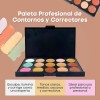 Paleta 15 Correctores Maquillaje Alta Cobertura Brocha F