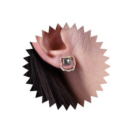 Inateannal Vintage Black Onyx Square Earrings Gold Irregular Square Stud Earrings Geometric Hollow Square Earrings Small Square Earrings Jewellery for Women and Girls, Zinc