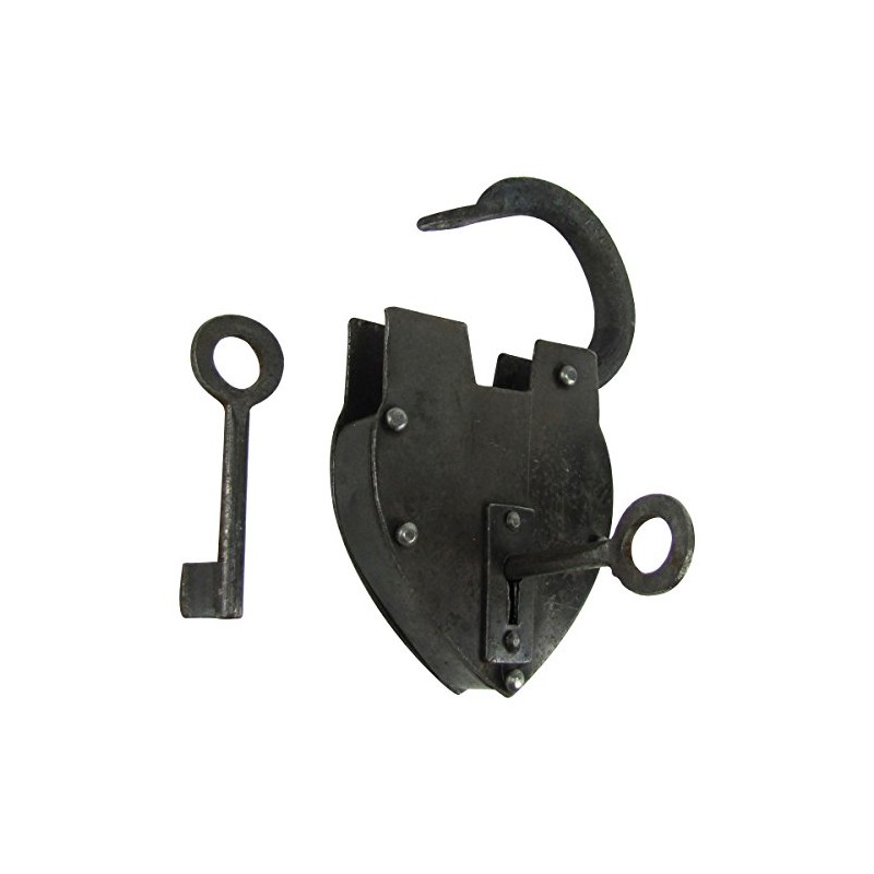 Treasure Gurus Unique Large Heart Shaped Railroad Padlock w/Keys