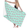 Makachen Microfiber Striped Blue Pink Flamingo Beach Towel Blanket,Sand Free