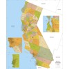 California ZIP Code Map with Counties - Standard - 36"