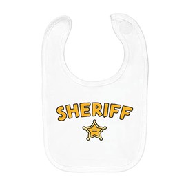 Fabulous Organic Cotton Baby Bib Sheriff Star Police Far West Comics, White