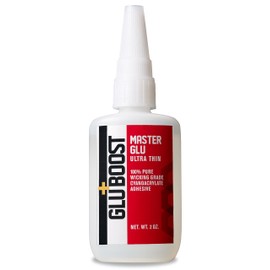 GluBoost MasterGlu Ultrathin – Ultra Clear Thin CA Glue for Wood and Guitar Finish Repair – Fast-Wicking Thin Super Glue with Fine Tip for Precision Control – 2 oz