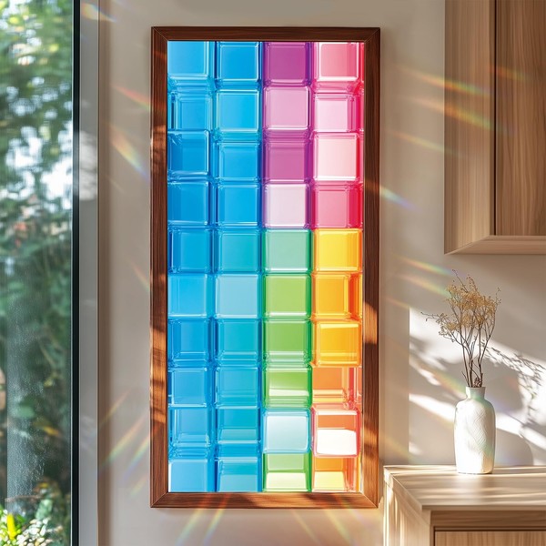 Stained Glass Window Film Rainbow Hued Cubic Window FilmStained Decals