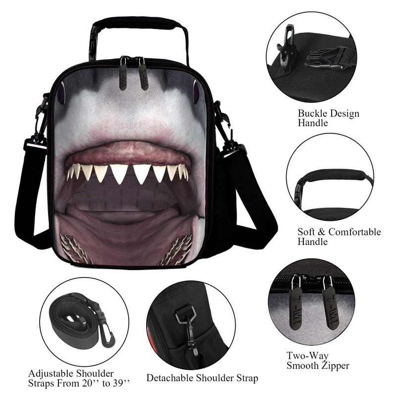 7-Mi KIds Insulated Lunch Bags For Food Children 3D Shark