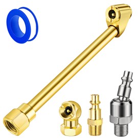 EVOULTES 5-Pack Dual Head Air Chuck Kit, 1/4 Inch FNPT Closed Ball Tire Chuck with 360° Swivel Quick Plug, 2-Way Connection Tire Air Fill Kit for Tire Inflator Gauge & Air Compressor Accessories