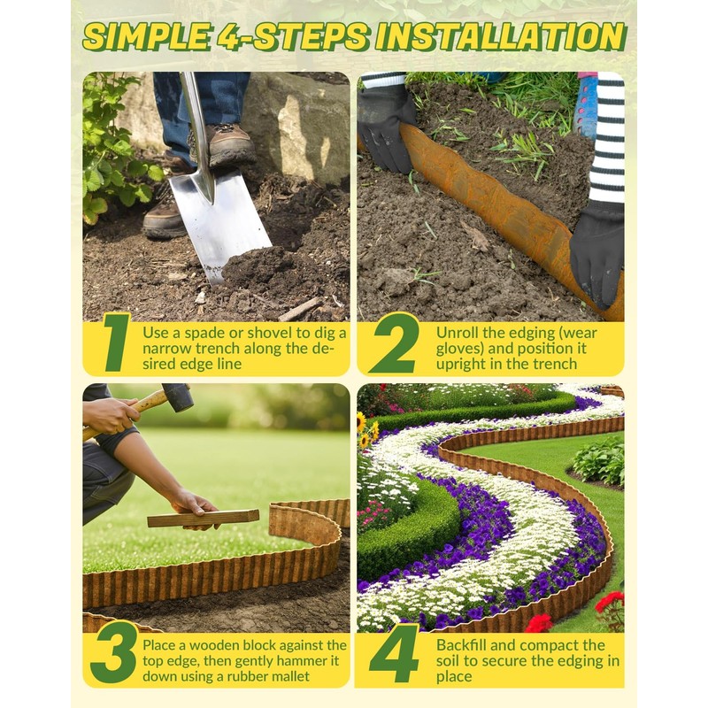 Velway Corrugated Metal Garden Edging - 6" H x 40Ft