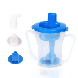 Ehucon Dysphagia Regulating Drinking Cup for Elderly-Having Difficulty Swallowing,Dispenses 5 cc or 10 cc of Liquid Helps to Prevent Choking,Liquids Only (Blue)