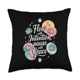 Flow with Intention Pause with Grace - Yogi Wellness Throw Pillow